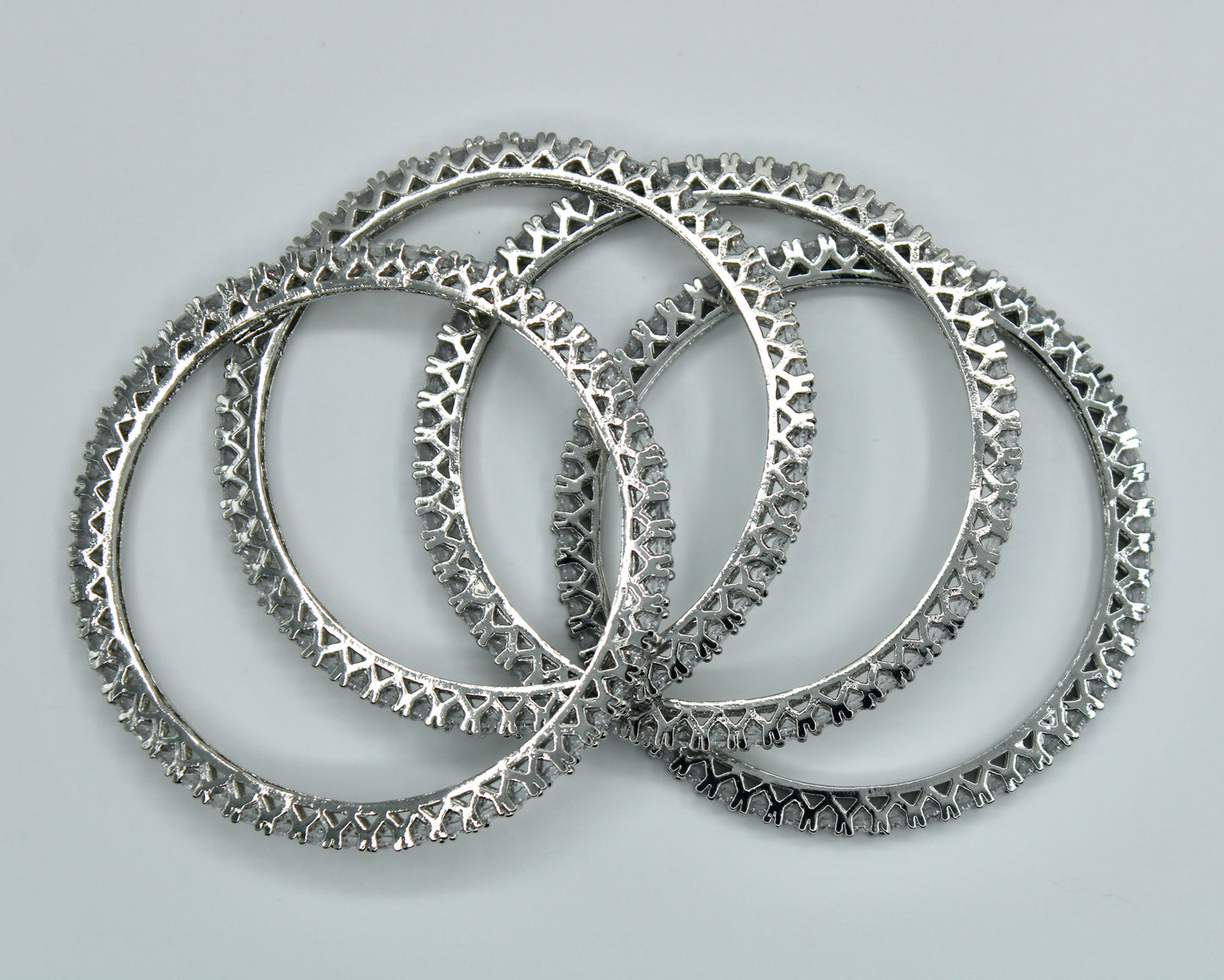 Studded Cubic Zirconia Bangle Set - E2211