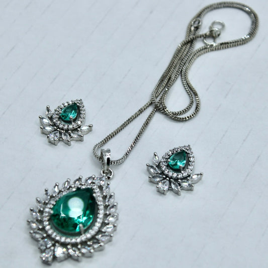 Pear and Marquis Cut Cubic Zirconia Pendant Set - E2285