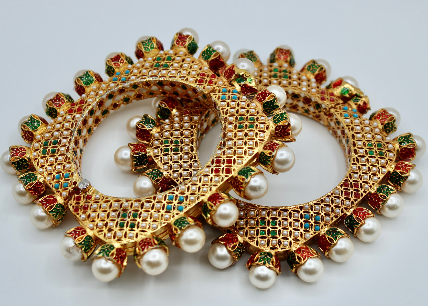 Rajisthani Jadao Kada with Nauratan Detailings - E2224
