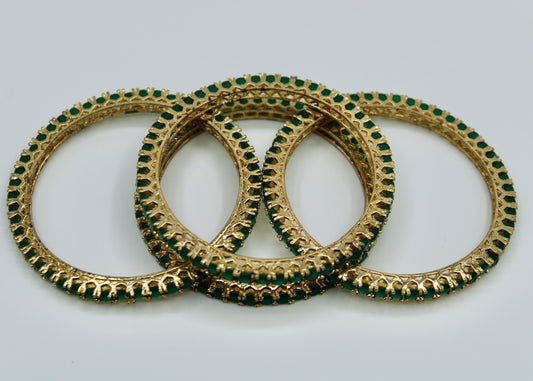 Traditional Golden Cubic Zironia Bangle Set - E2249