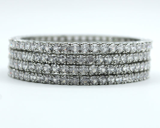 Studded Cubic Zirconia Bangle Set - E2211