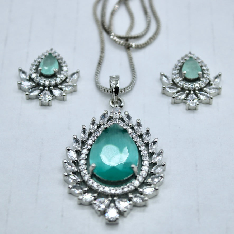 Pear and Marquis Cut Cubic Zirconia Pendant Set - E2285