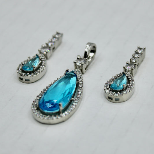 Pear-Cut Cubic Zirconia Pendant Set - E2281