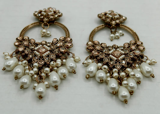 Faux Kundan and Pearl Earrings - E554