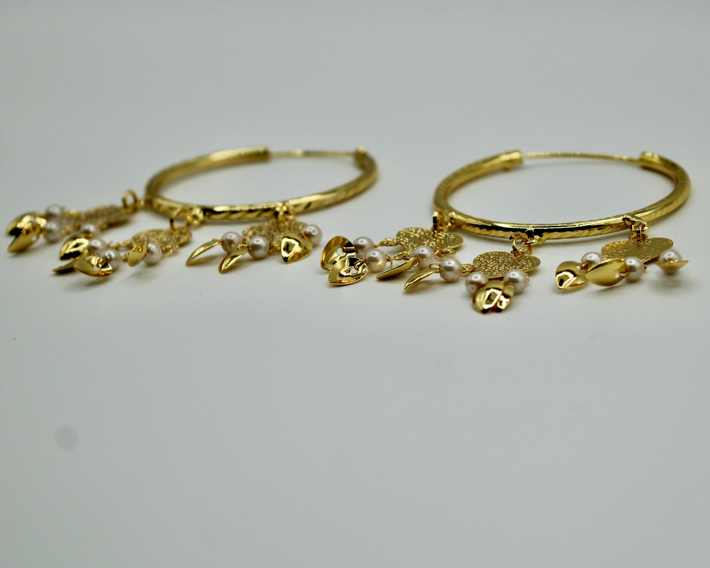 Faux Pearl and Golden Appliqués Baali Earrings - E536