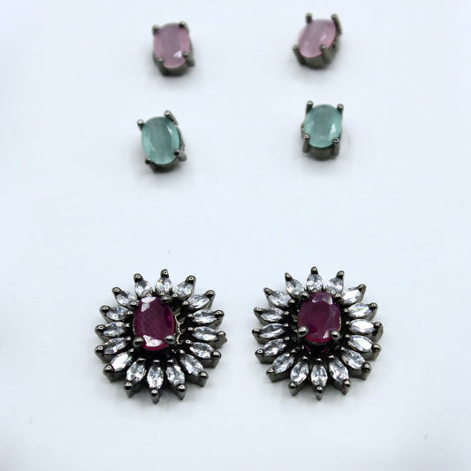 3-in-1 Cubic Zirconia Studs - E2346