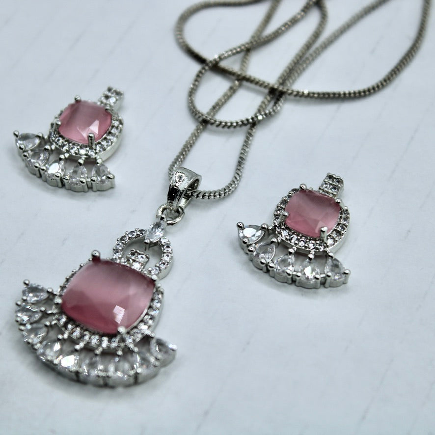Old Mine Cut Cubic Zirconia Pendant Set - E2286