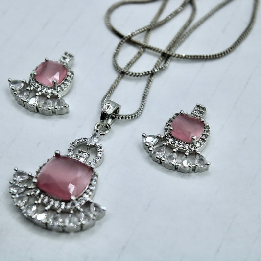 Old Mine Cut Cubic Zirconia Pendant Set - E2286