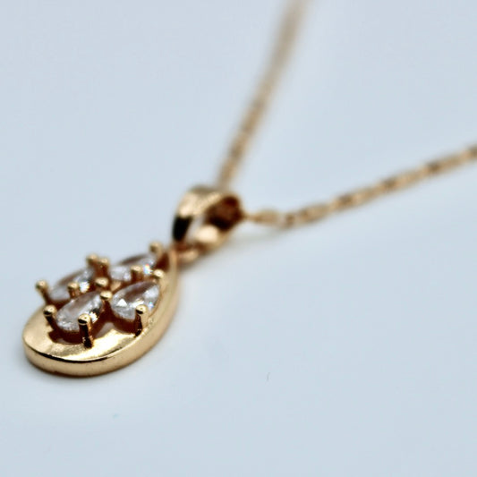 Pear-Cut Cubic Zirconia Studded Necklace - E2298