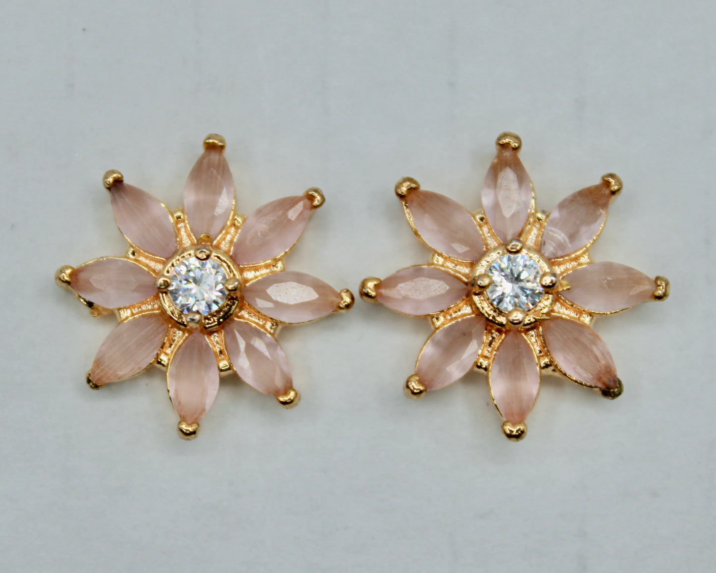 Marquis-Cut Floral Cubic Zirconia Studs - E2319