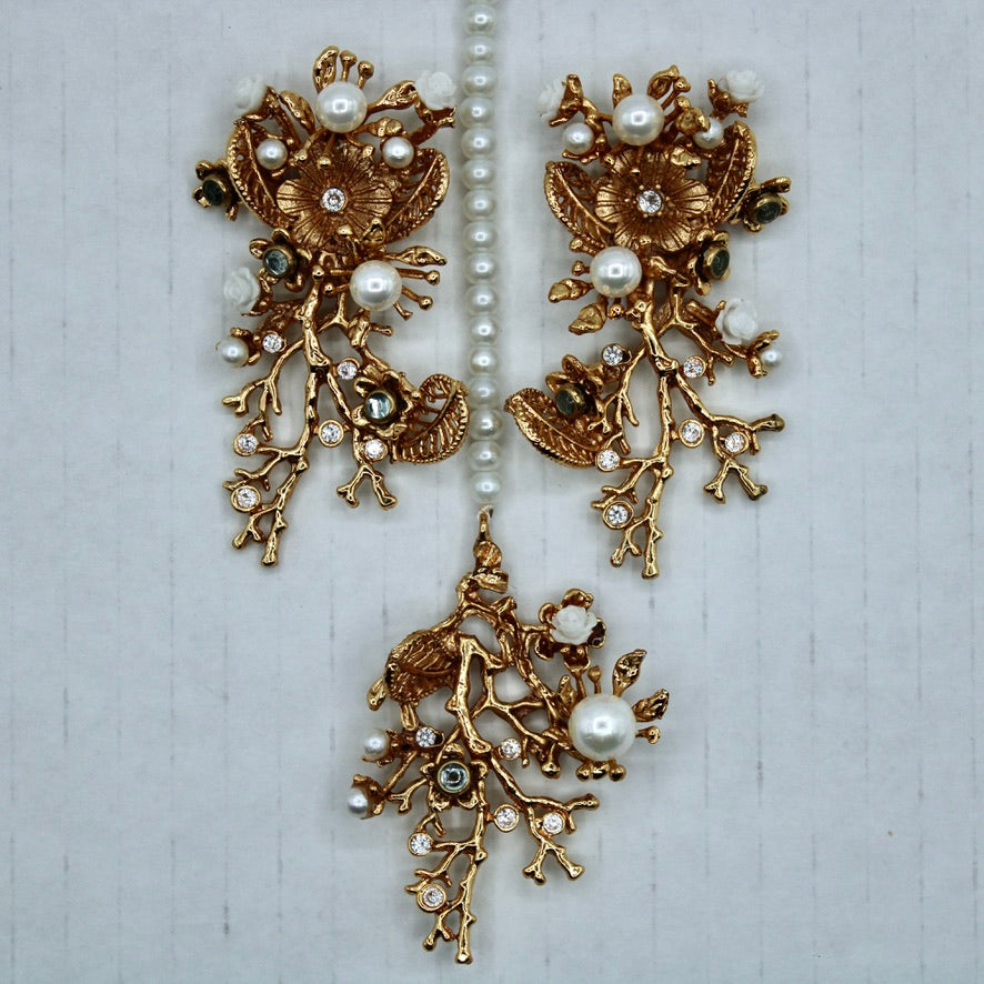 Faux Pearl Teeka Set - E2305