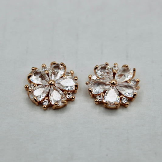 Pear-Cut Cubic Zirconia Floral Studs - E2330