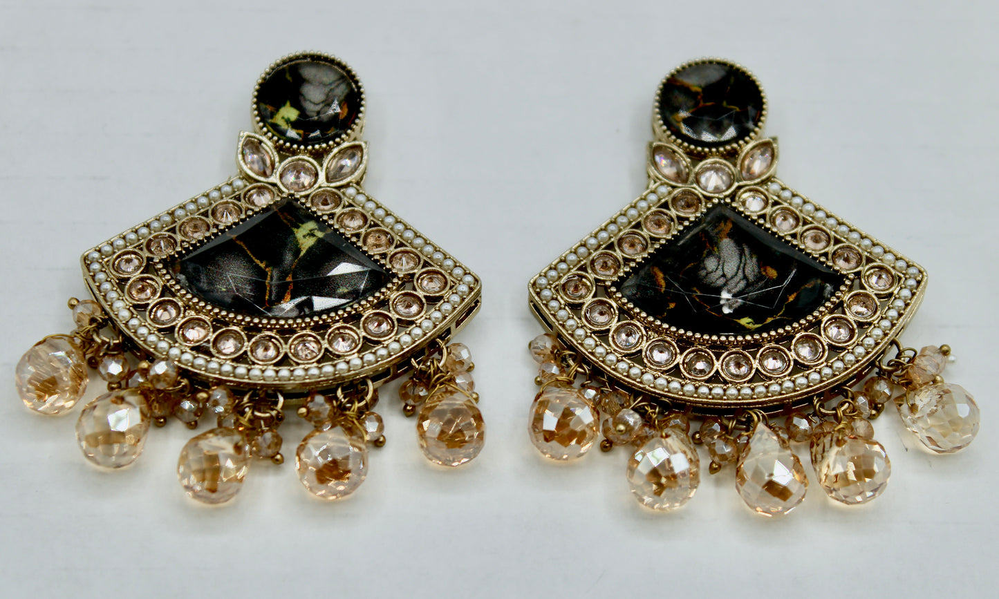 Mosaic Stone and Crystal Earrings - E550