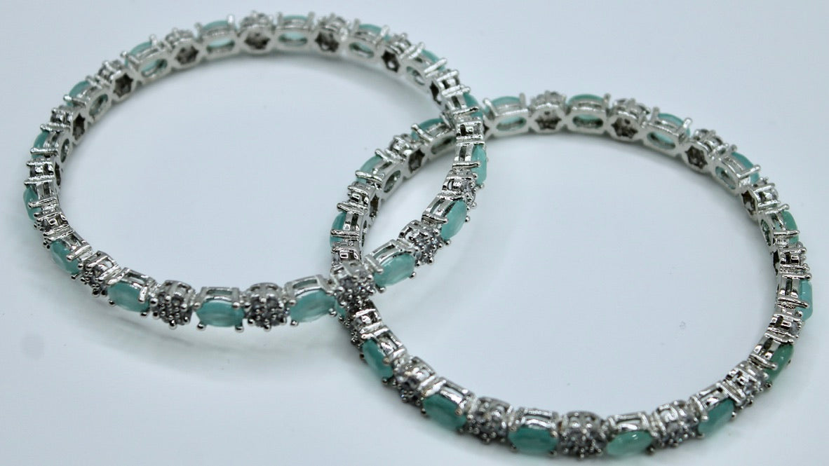 Cubic Zirconia and Appliqué Bangle Set - E2242