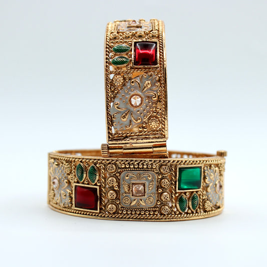 Meena and Gold Applique Kada Set - E2204