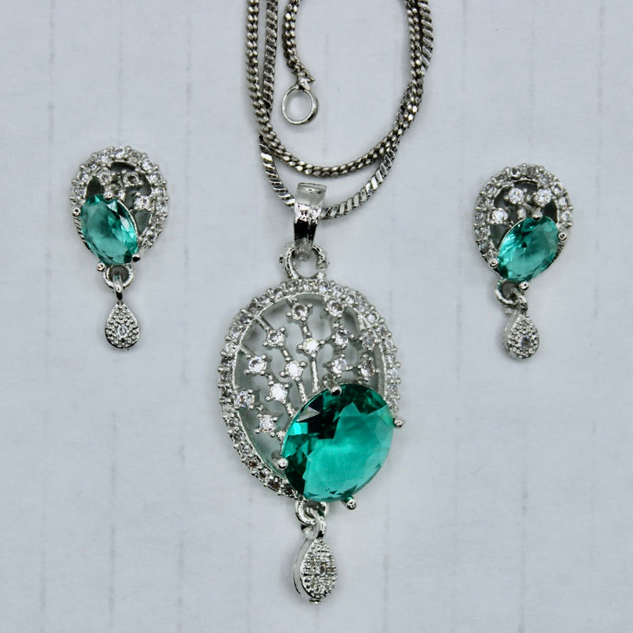 Oval-Cut Cubic Zirconia Pendant Set - E2289