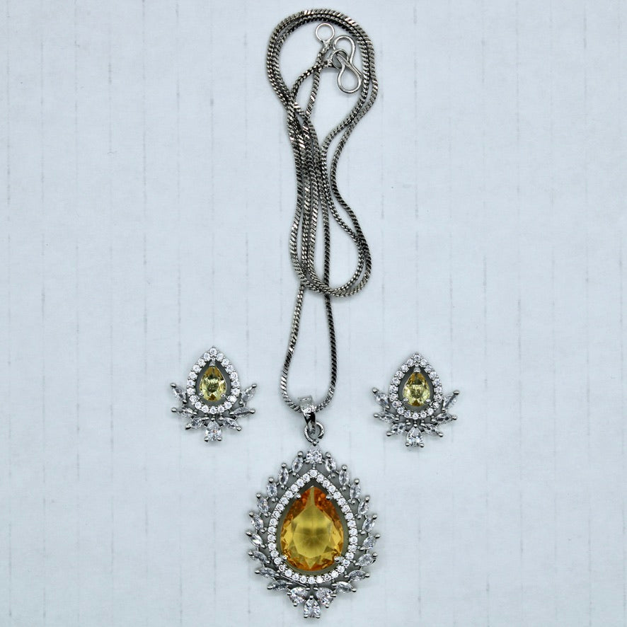 Pear and Marquis Cut Cubic Zirconia Pendant Set - E2285