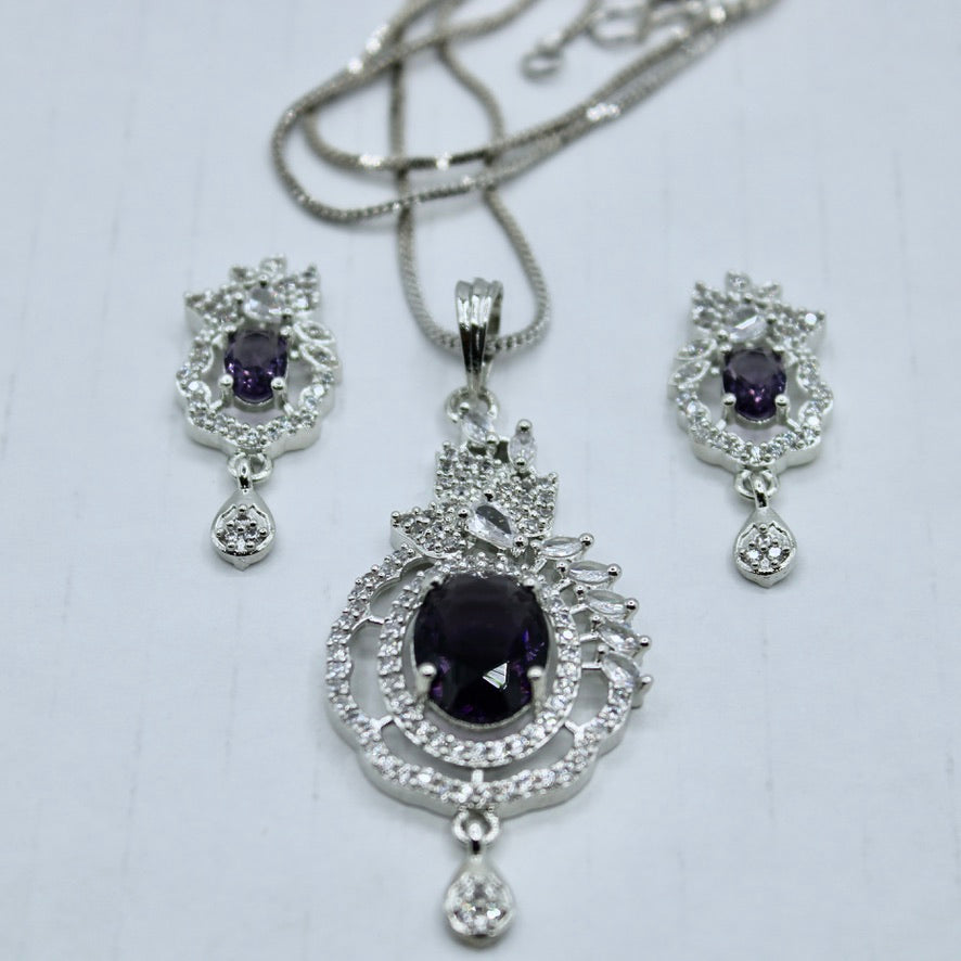 Oval-Cut Cubic Zirconia Pendant Set - E2290