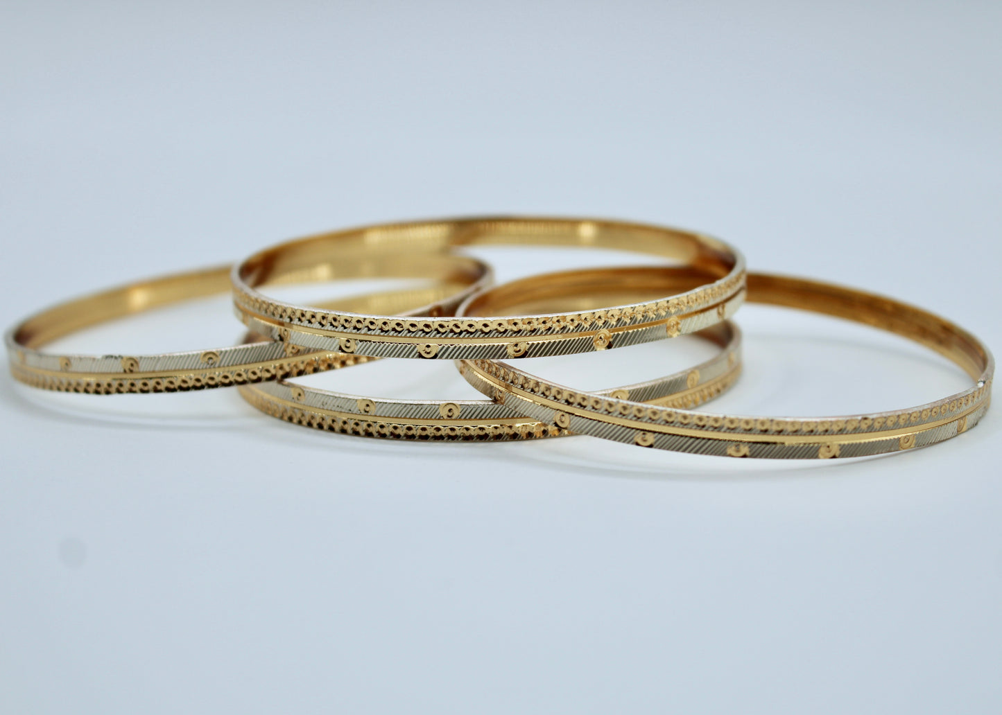 Two-Toned Traditional Golden Bangle Set - E2260