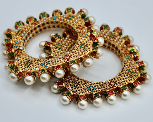 Rajisthani Jadao Kada with Nauratan Detailings - E2224