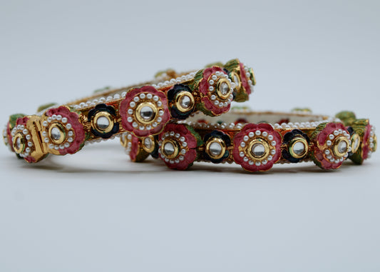 Floral Studded Rajisthani Kada - E2228