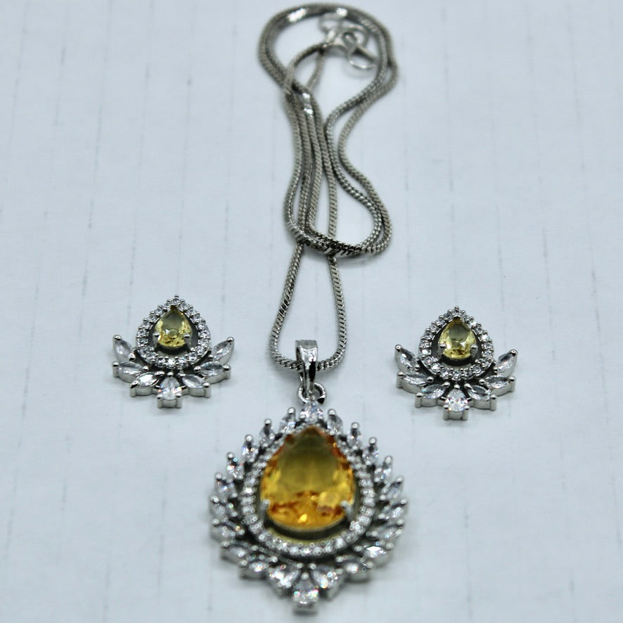 Pear and Marquis Cut Cubic Zirconia Pendant Set - E2285