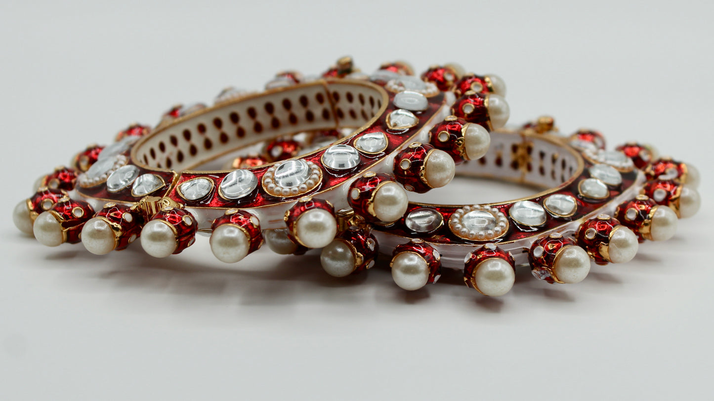 Rajisthani Jadao Kada with Pearl Detailings - E2225