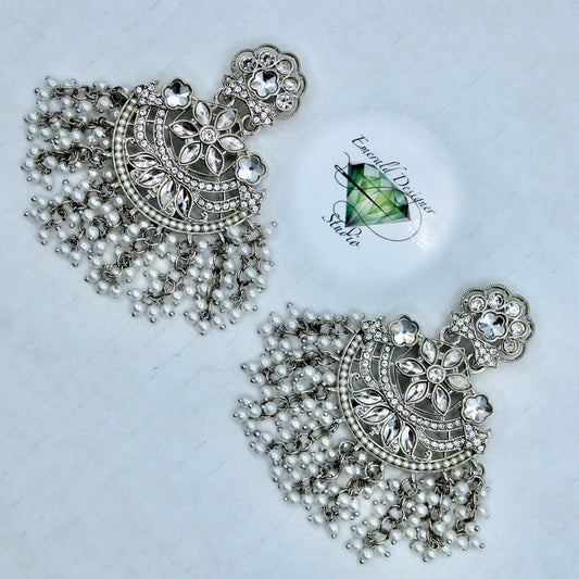 Faux Kundan Gajra Pearl Earrings - E560