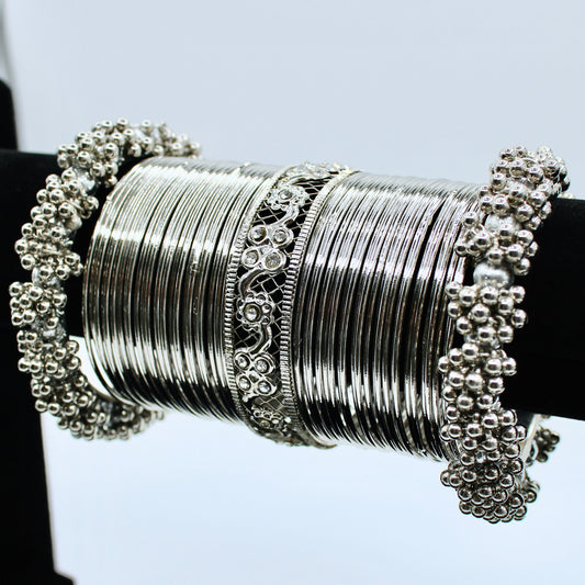 Silver Bangle and Kada Set - E505