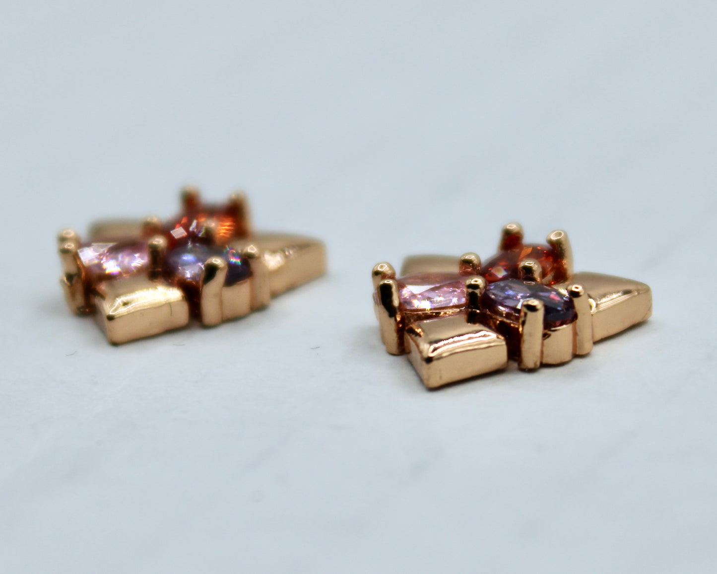 Multicoloured Pear-Cut Cubic Zirconia Studs - E2328