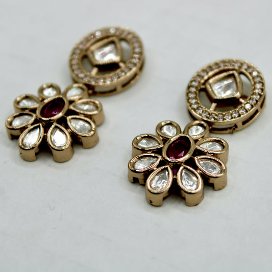 Floral Cubic Zirconia Statement Earrings - E575