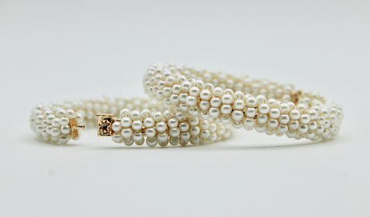 Faux Pearl Clasped Kada Pair - E1402