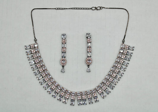 Princess-Cut Cubic Zirconia Necklace Set - E852