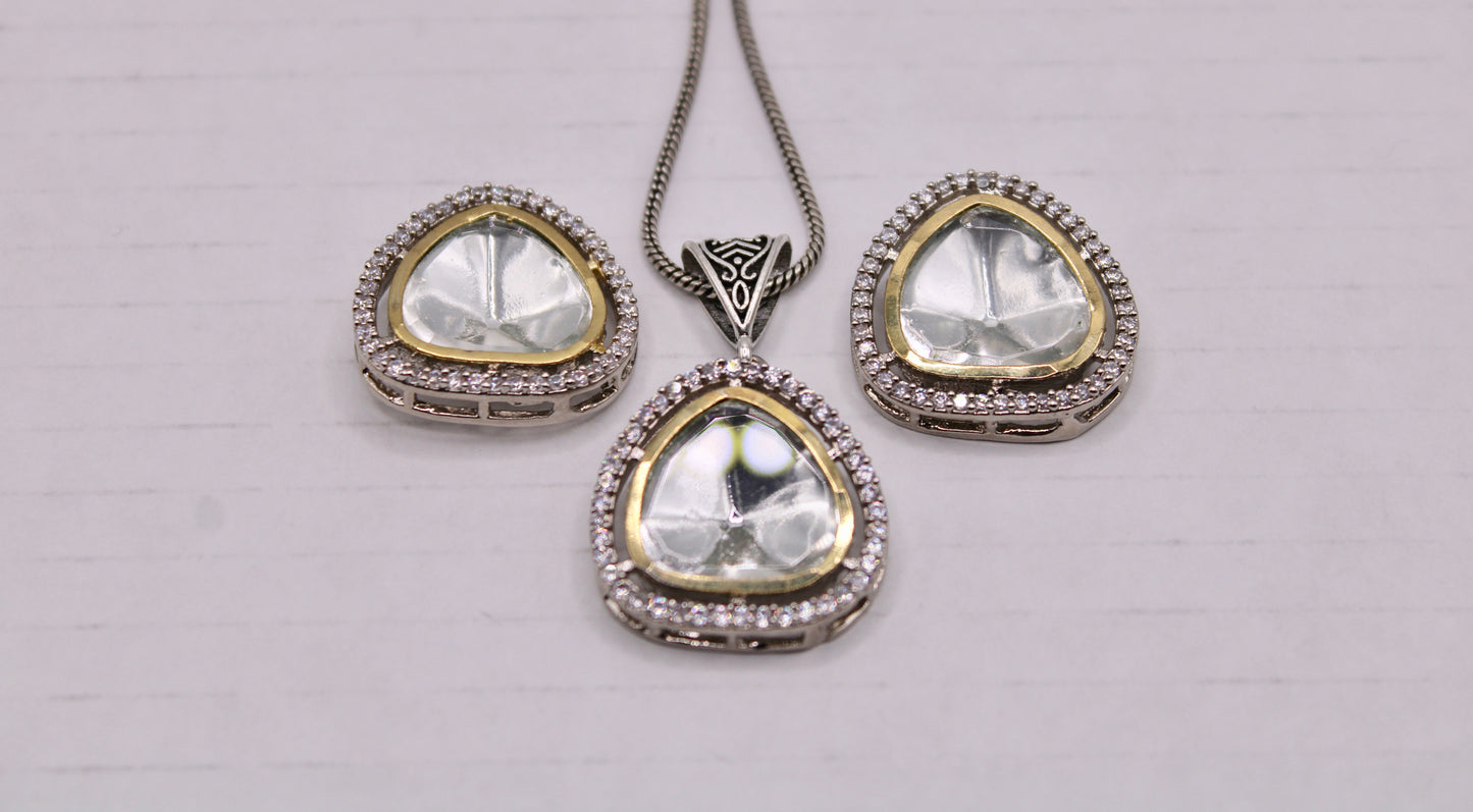 Cubic Zirconia Pendant Set - E864