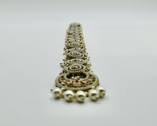 Zirconia and Faux Pearl Choti - E7015