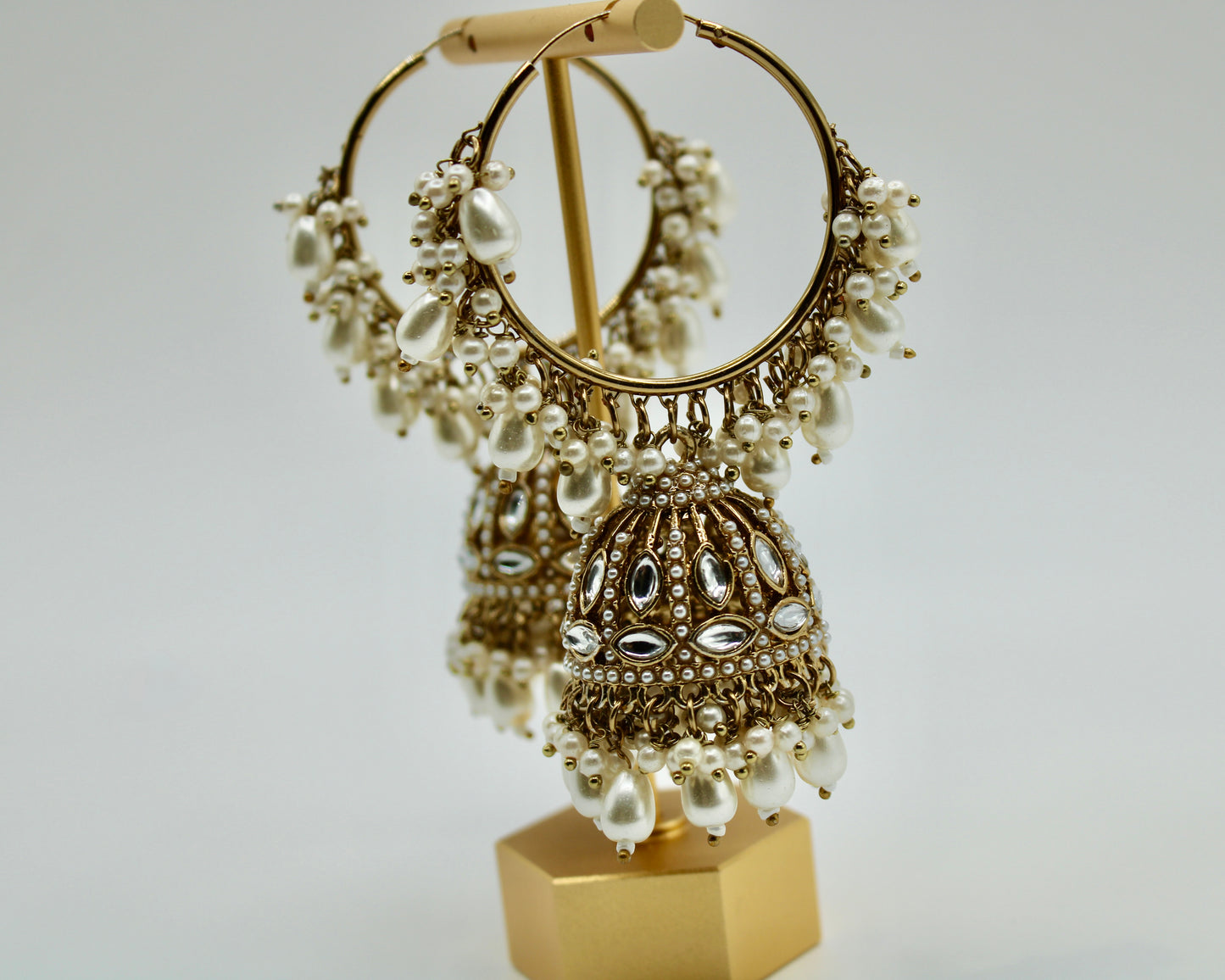 Faux Kundan Baali Jhumka Set - E7014