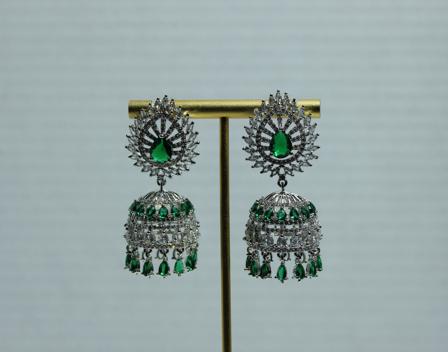 Pear-Cut Cubic Zirconia Jhumki Set - E826