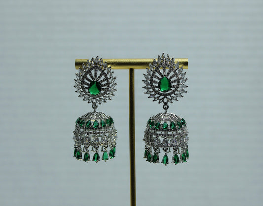Pear-Cut Cubic Zirconia Jhumki Set - E826