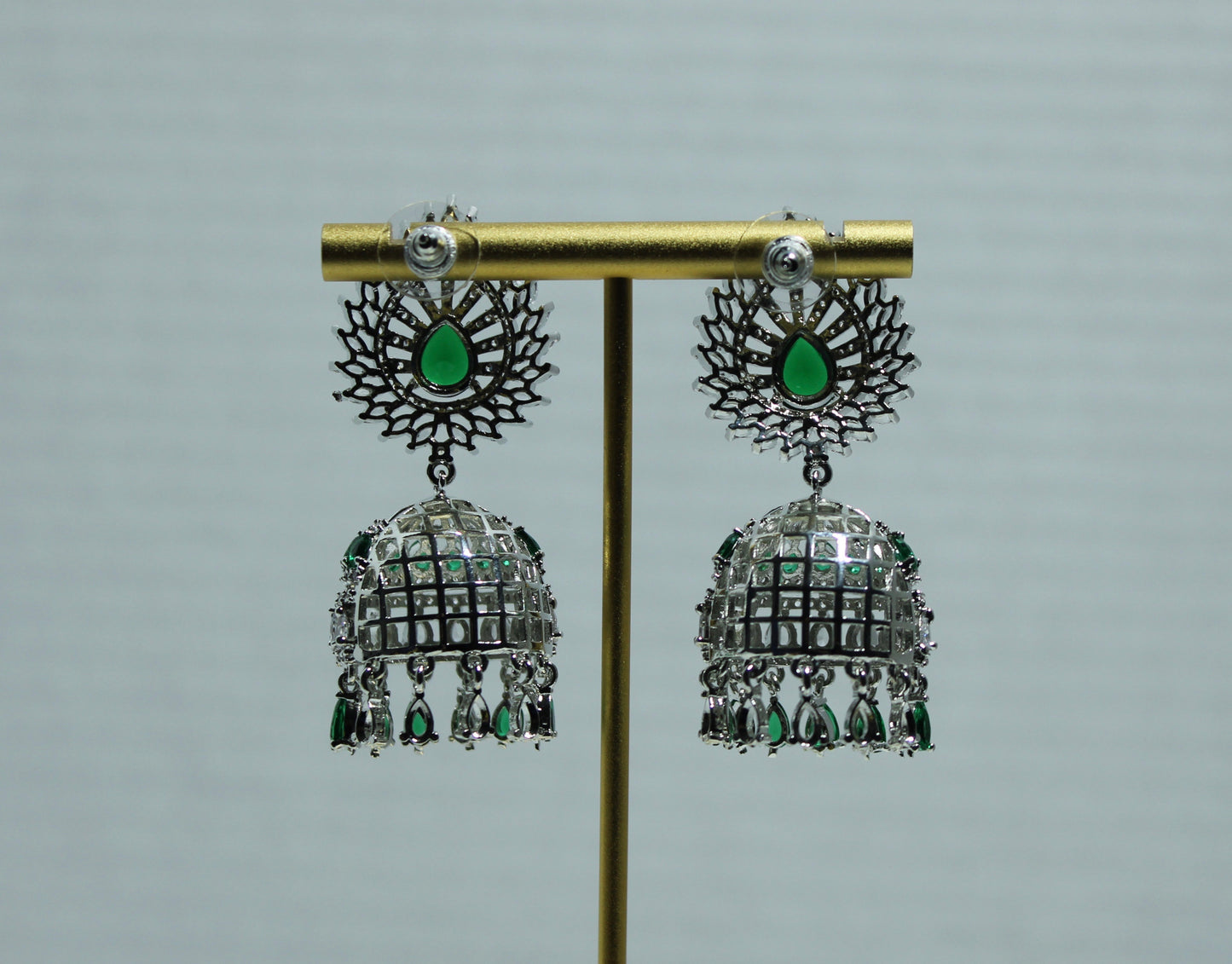Pear-Cut Cubic Zirconia Jhumki Set - E826