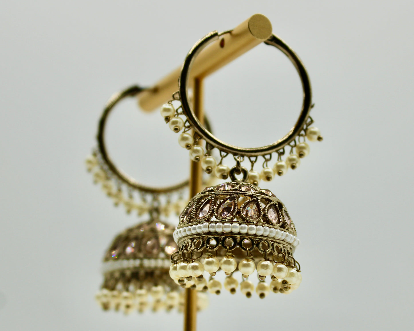 Traditional Baali Jhumka Set with Faux Pearls - E7009