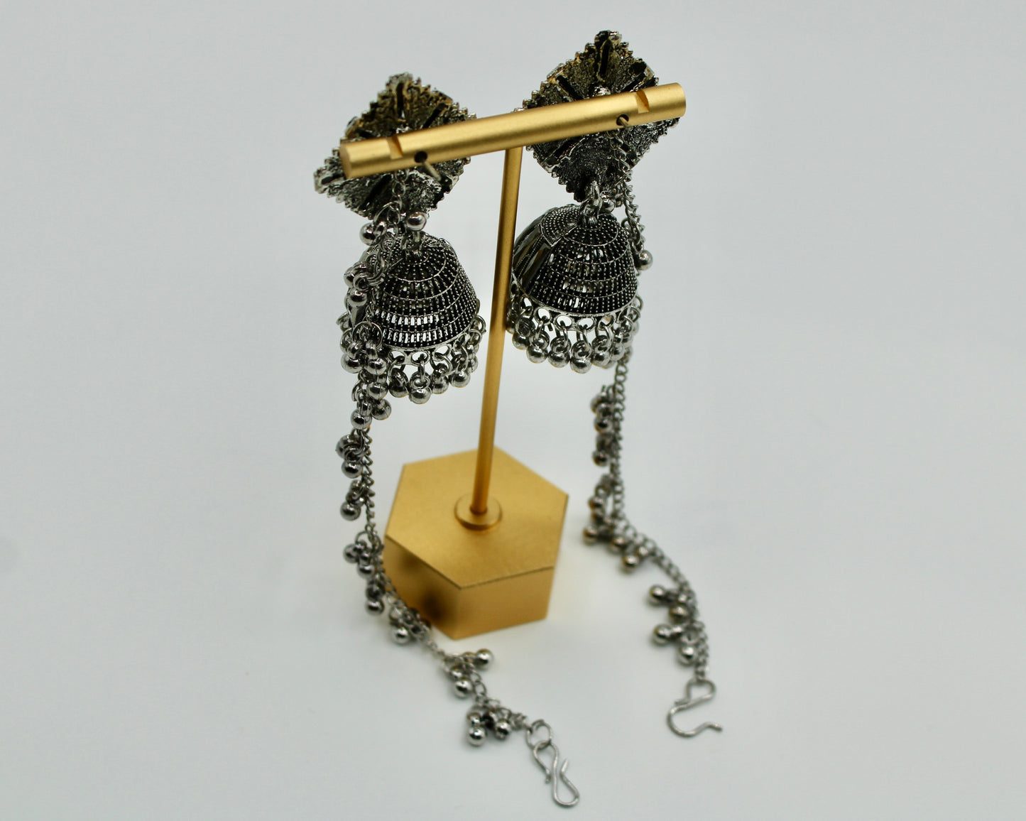 Rhinestone and Ghungroo Jhumki Set - E7006