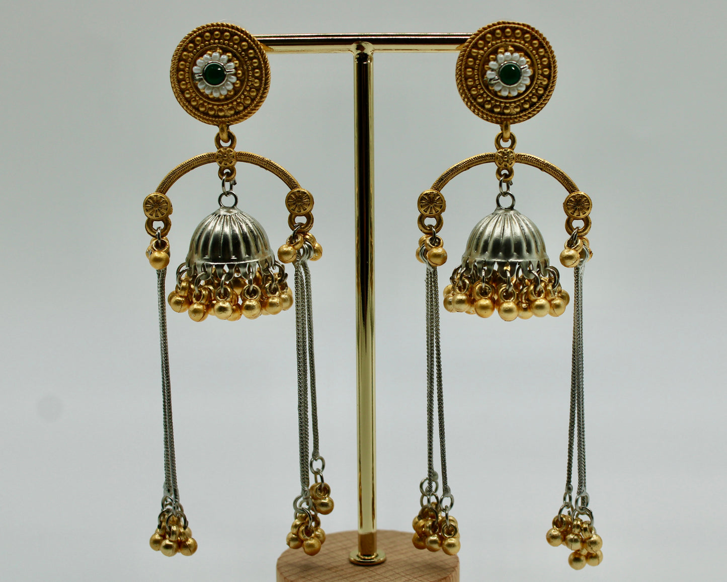 Two-Tone Ghungroo Earrings - E7021