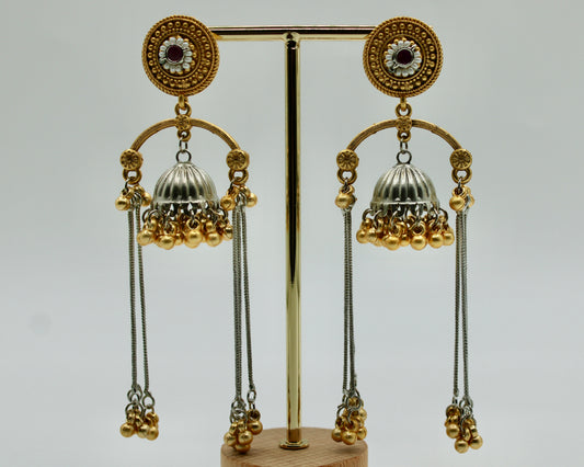Two-Tone Ghungroo Earrings - E7021
