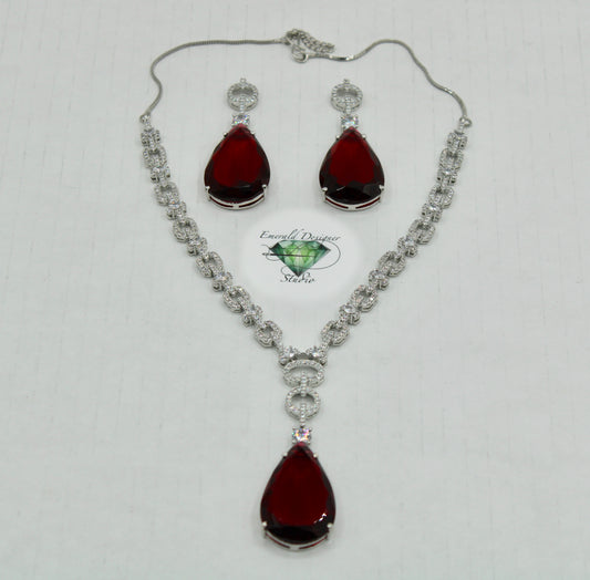 Pear-Cut Cubic Zirconia Necklace Set - E831