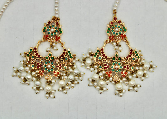 Semi-Precious Hyderabadi Earrings - E7035