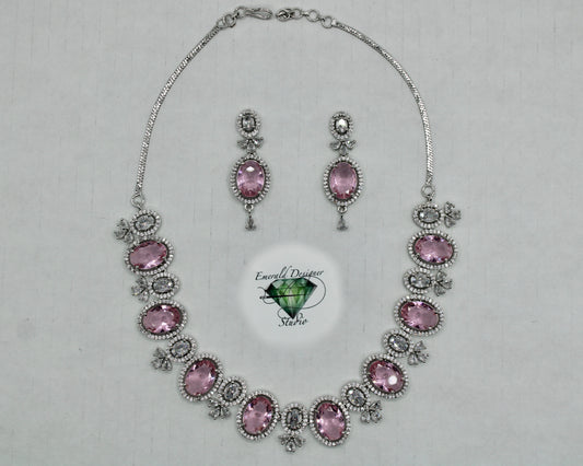 Oval-Cut Cubic Zirconia Necklace Set - E800