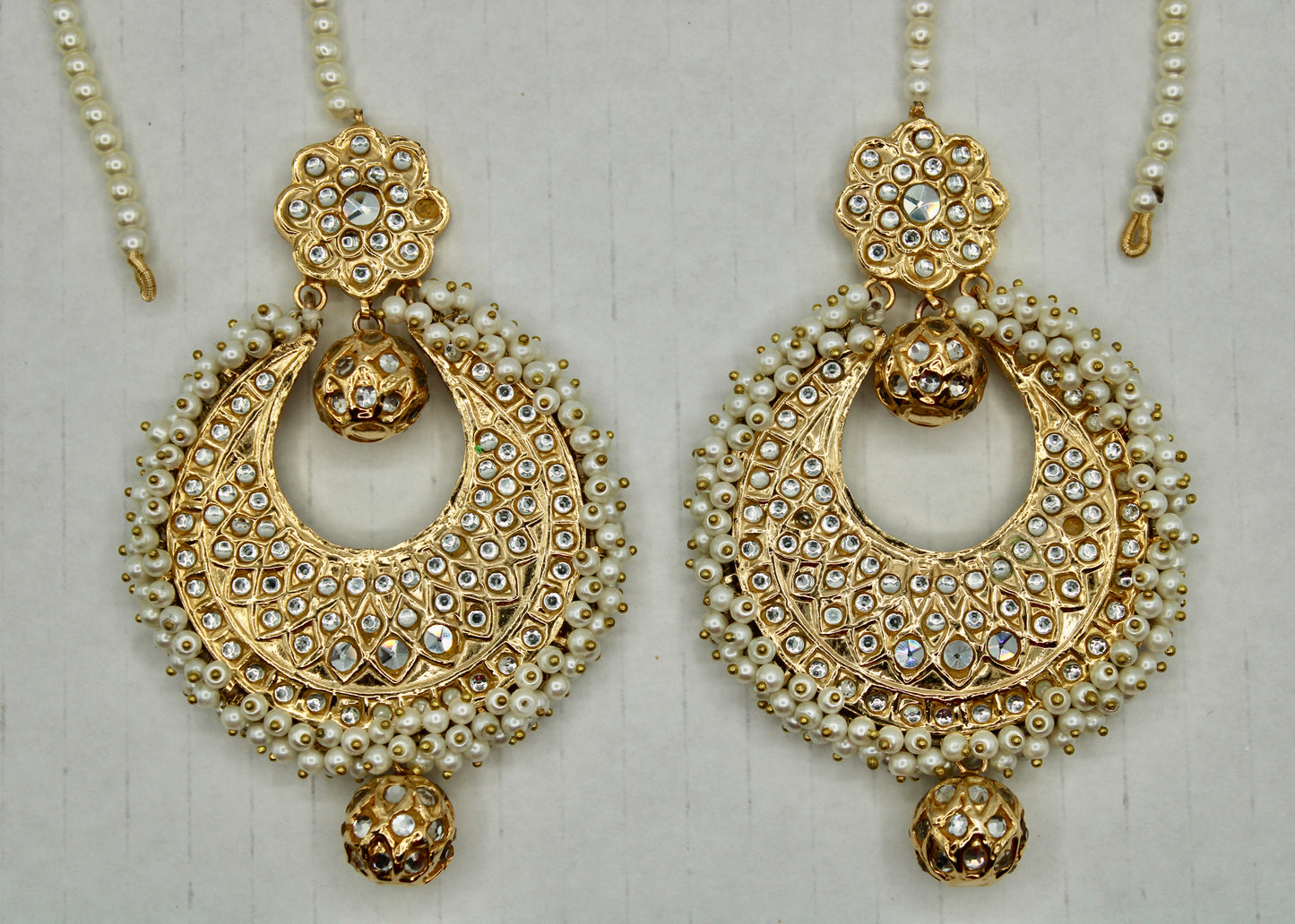 Hand-Made Thappa Kundan Chaand Baali - E7028