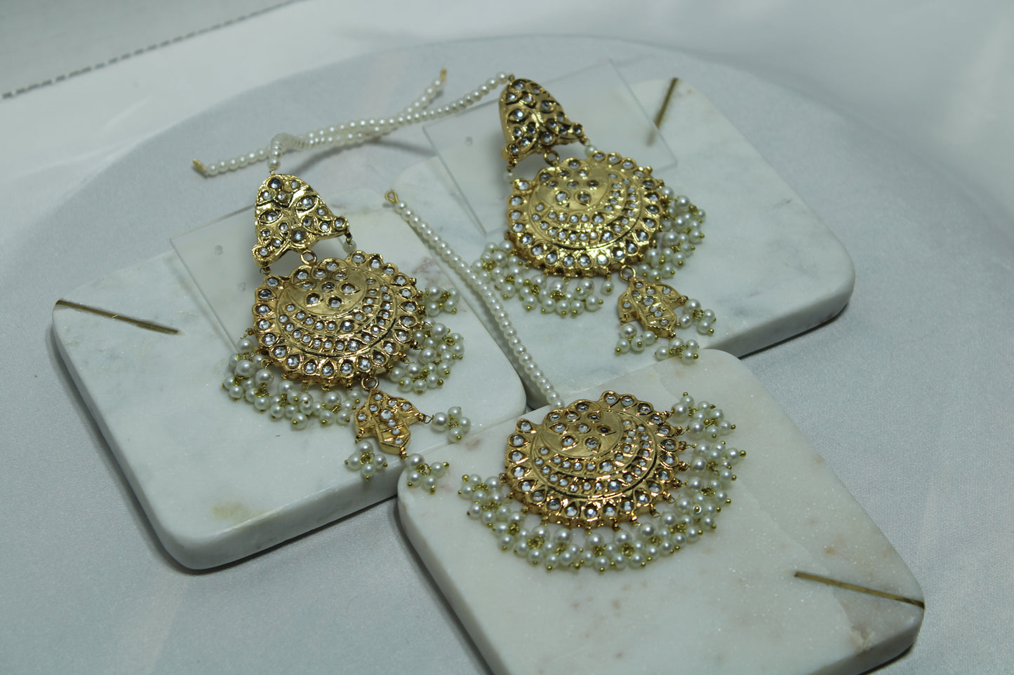 Gold-Plated Thappa-Kundan Teeka Set - E1335