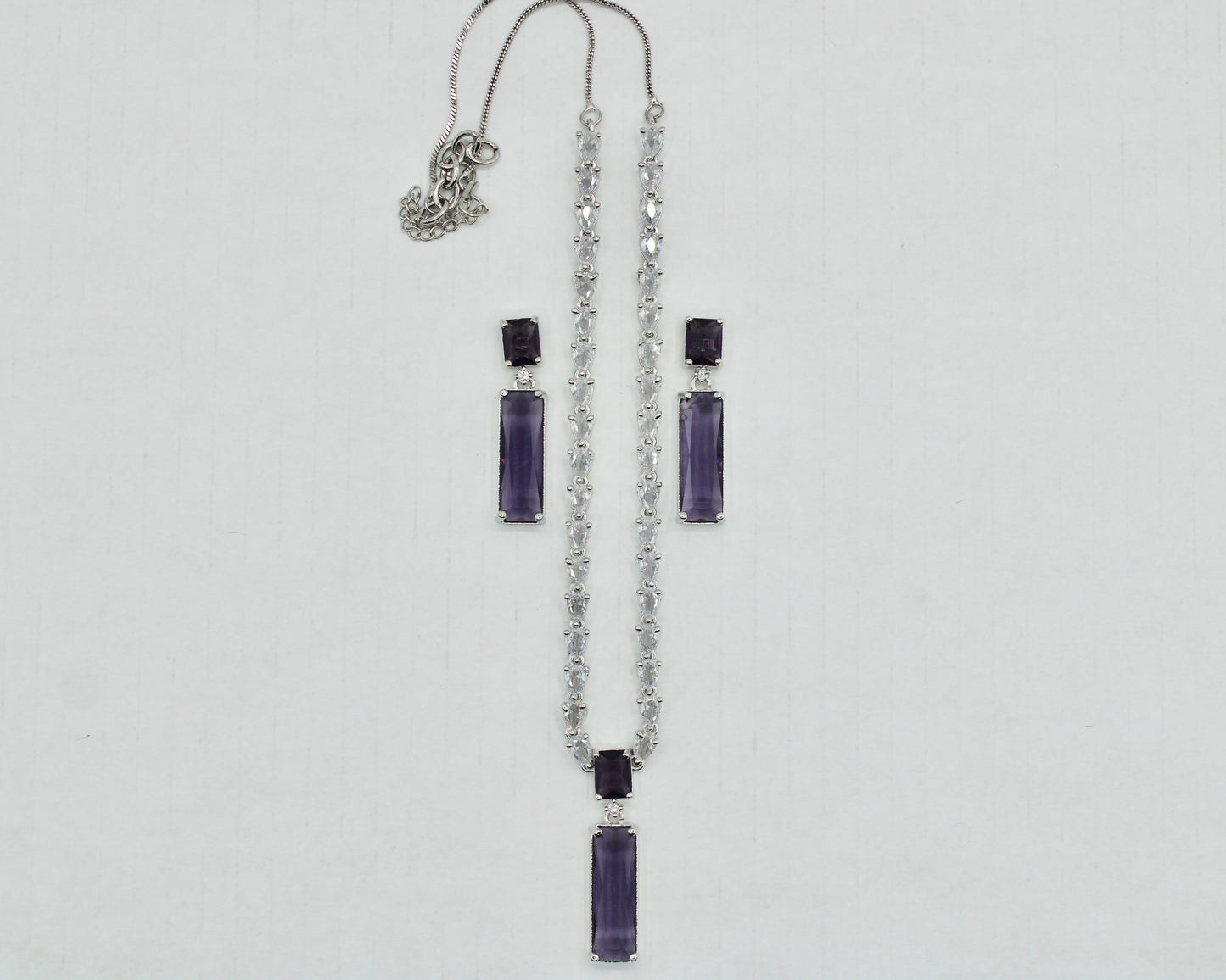 Baguette-Cut Cubic Zirconia Necklace Set - E849