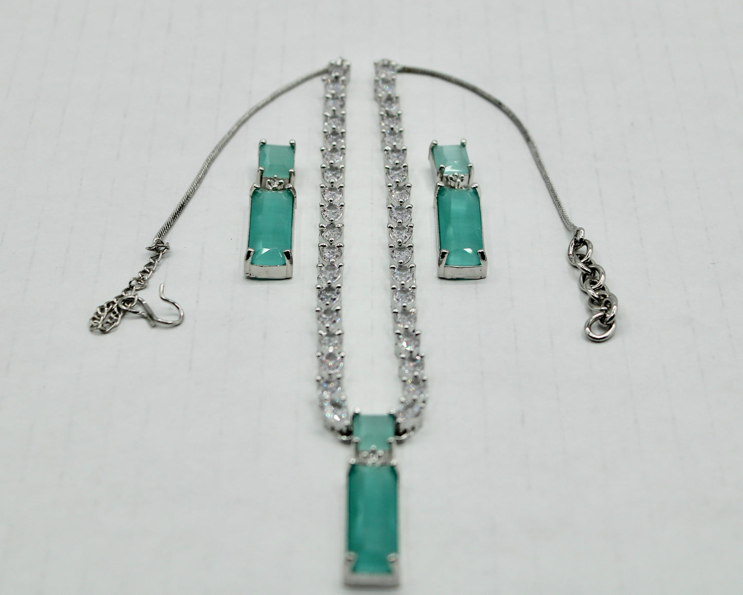 Baguette-Cut Cubic Zirconia Necklace Set - E849